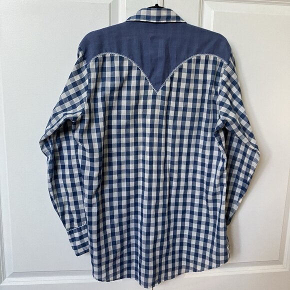 Vintage Kenny Rogers Western Collection by Karman Gingham Pearl Snap Roper Shirt - Picture 5 of 7